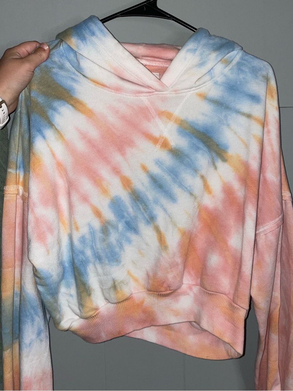 Aeropostale Tie-Dye Hooded Sweatshirt in Blue, Pink, Yellow Y2K 90s beach